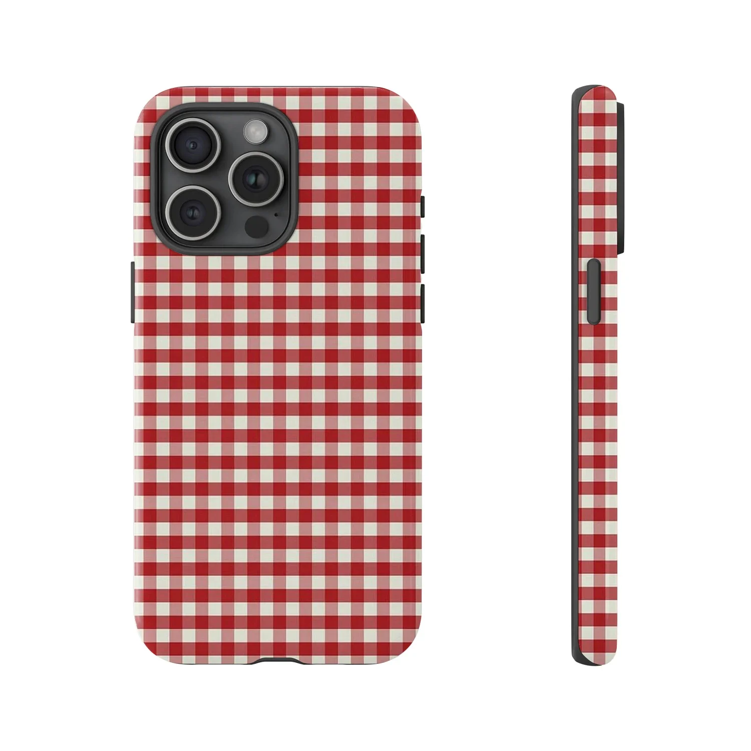 Phone Cases Burga - Retro Red Gingham Matte Tough Phone