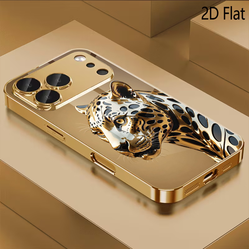 Phone Cases With Camera Cover - Cheetah print Patterned tempered glass design