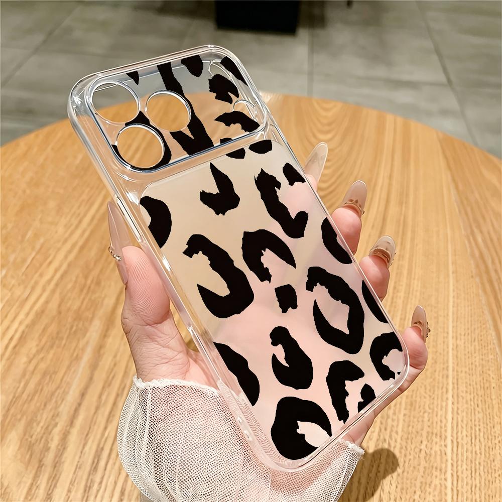 Phone Cases Leopard Print - Black leopard print transparent phone case
