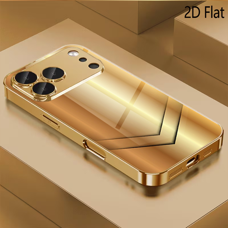 Phone Cases With Camera Cover - Gilding print Patterned tempered glass design