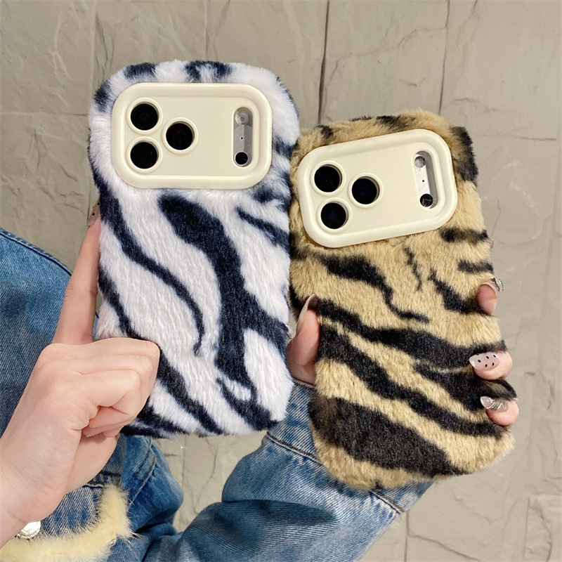 Phone Cases Iphone - Luxury Zebra Pattern Fluffy Plush Phone