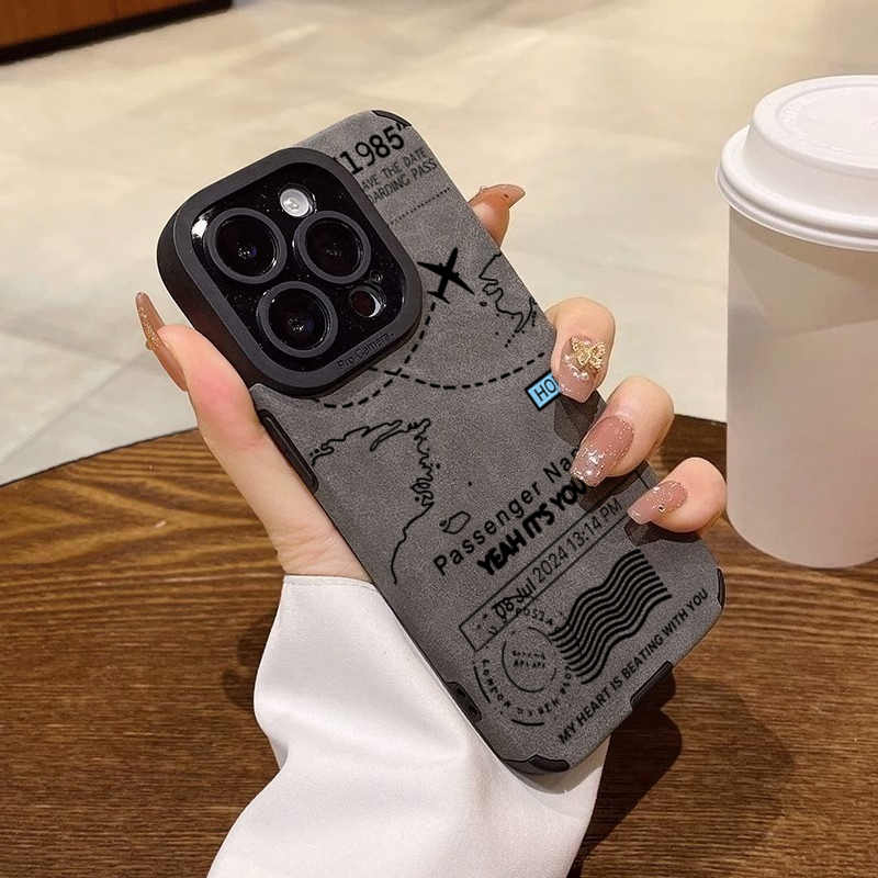Phone Cases Aviation - Airplane Flight Route Design Luxury Leather