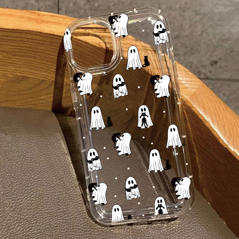 Phone Cases Transparent - Western Halloween Cowboy Ghost & Flowers