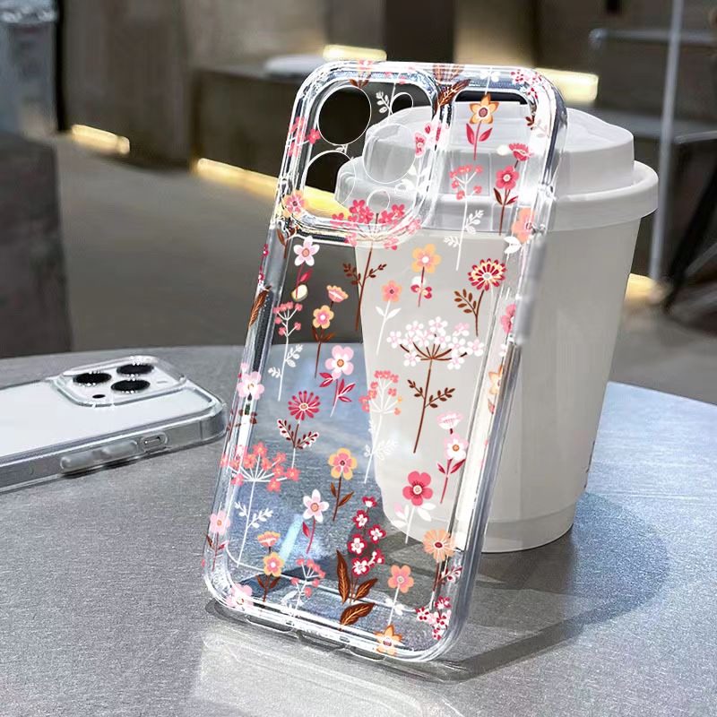 Phone Cases Transparent - White Pink Floral Transparent Phone Case