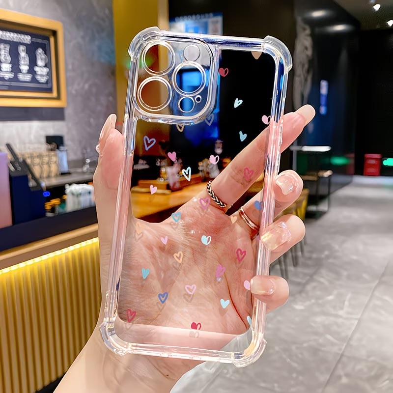 Phone Cases Transparent - Transparent Corner Bumper Colorful Hearts Phone