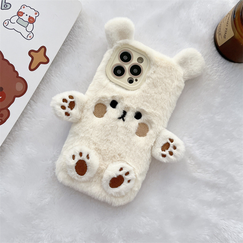 Korean 3D Cartoon Bear Fluffy  - Phone Cases Iphone ulasan dan harga