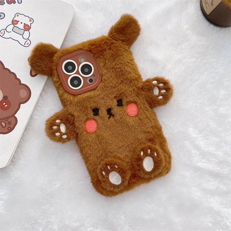 Korean 3D Cartoon Bear Fluffy  - Phone Cases Iphone ulasan dan harga