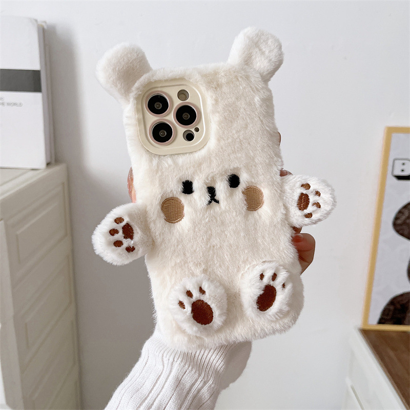 Korean 3D Cartoon Bear Fluffy  - Phone Cases Iphone ulasan dan harga
