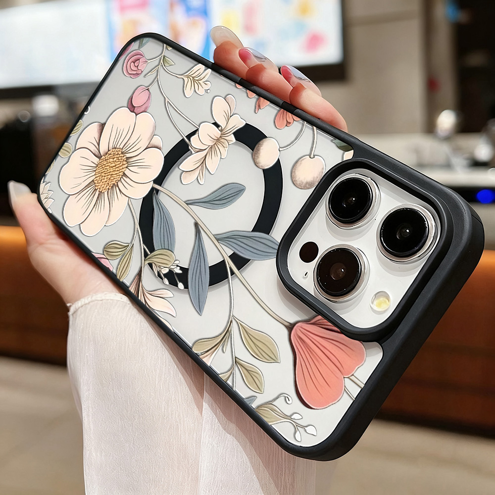 Black Frame Floral Anti-fall P - Phone Cases Transparent ulasan dan harga