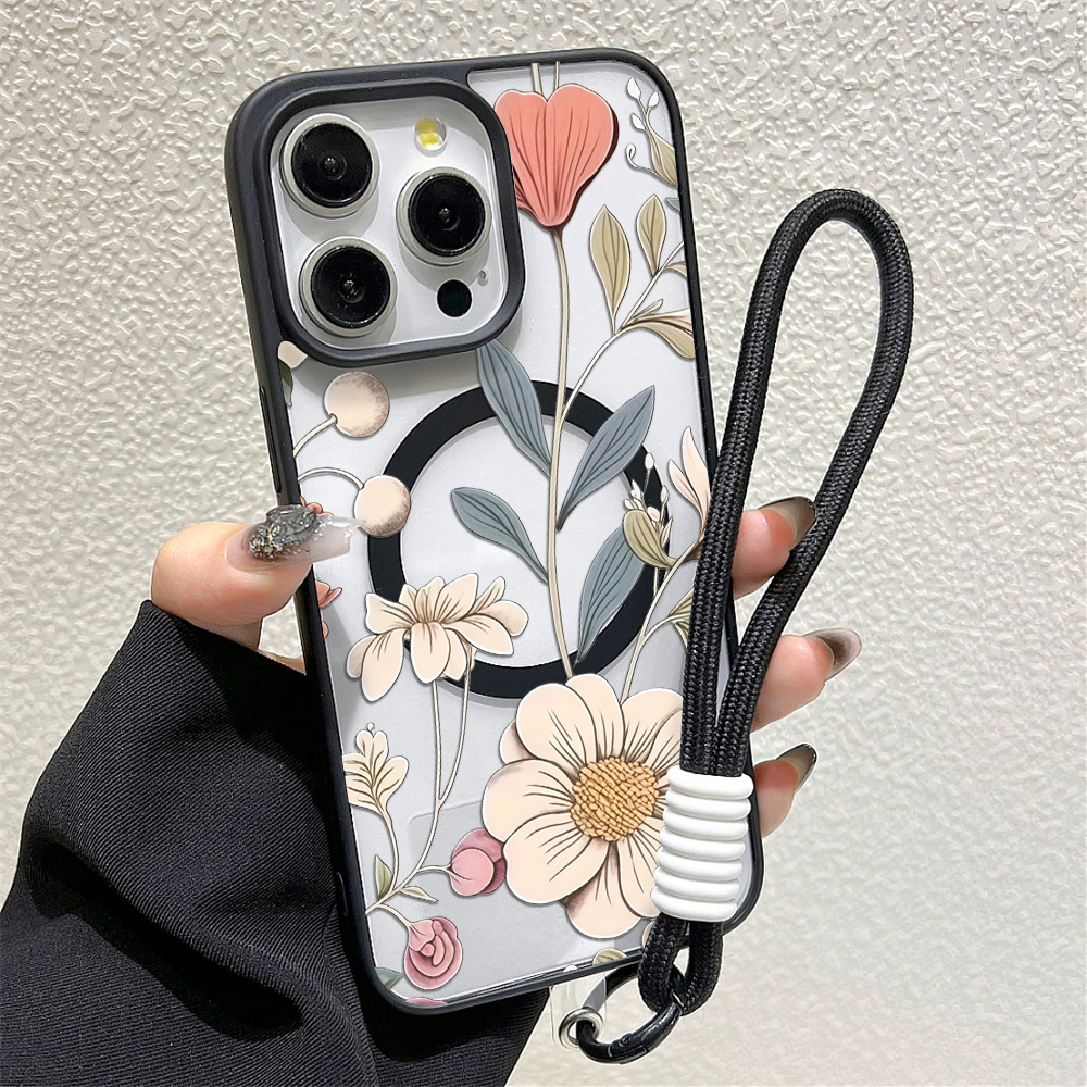 Black Frame Floral Anti-fall P - Phone Cases Transparent ulasan dan harga