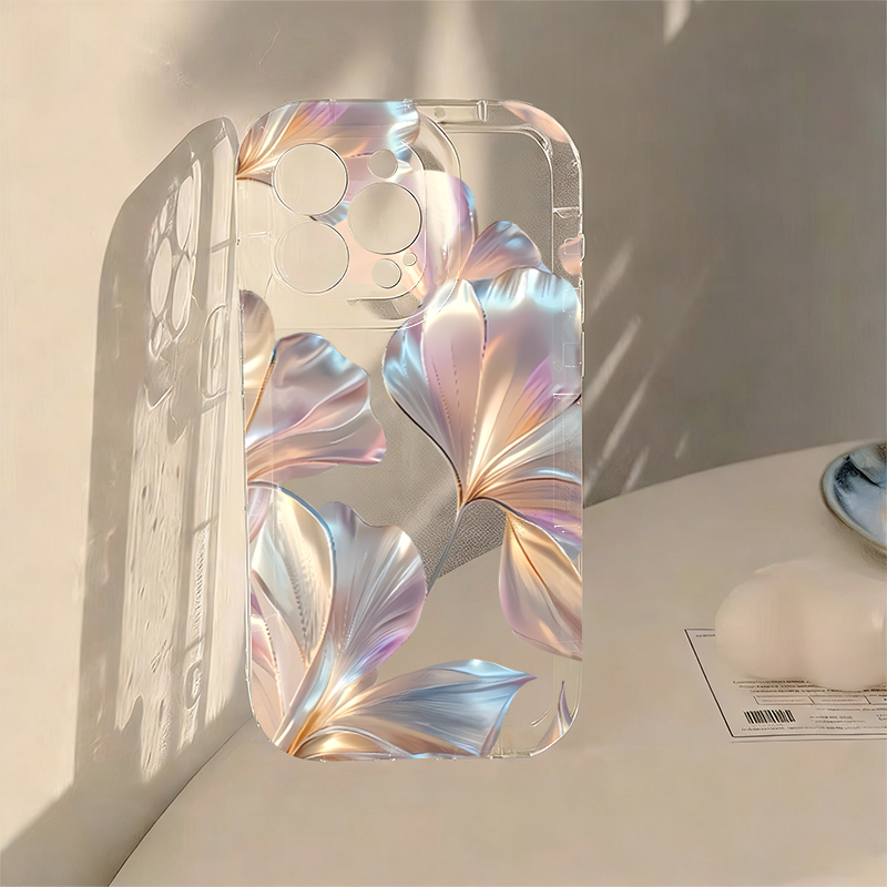 Colorful Metallic Ginkgo Print - Phone Cases Transparent ulasan dan harga
