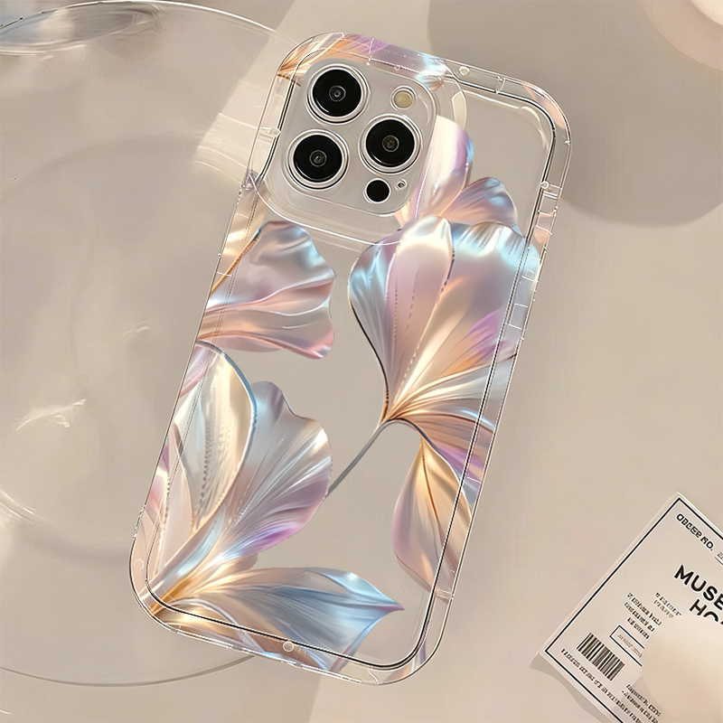 Colorful Metallic Ginkgo Print - Phone Cases Transparent ulasan dan harga