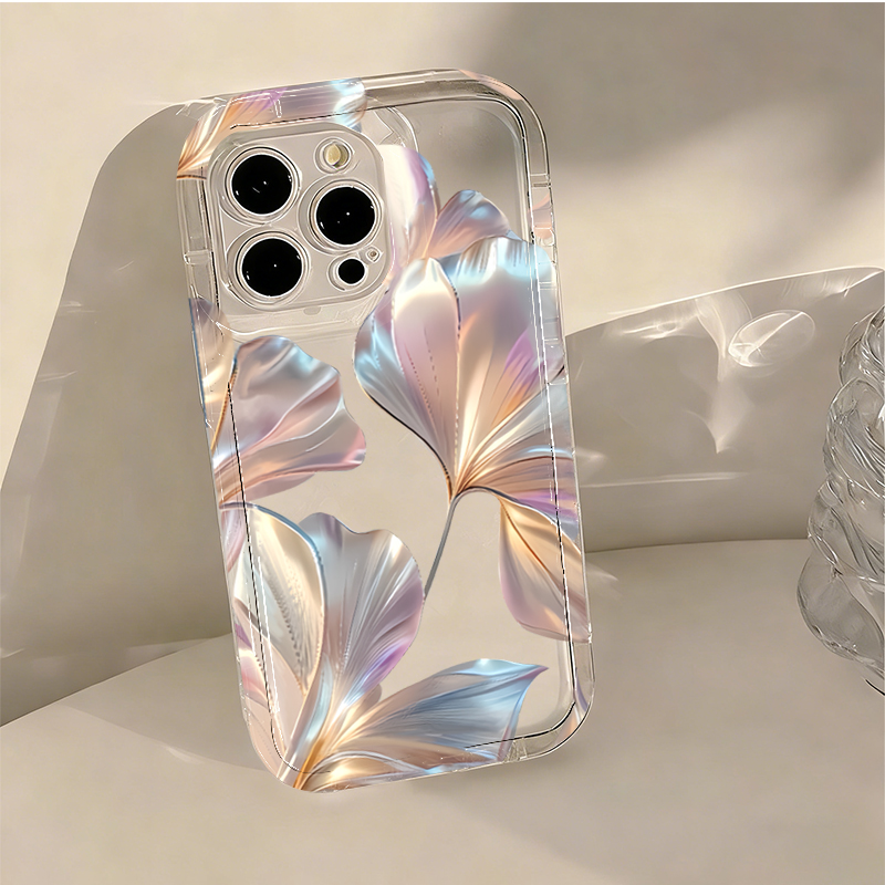 Colorful Metallic Ginkgo Print - Phone Cases Transparent ulasan dan harga