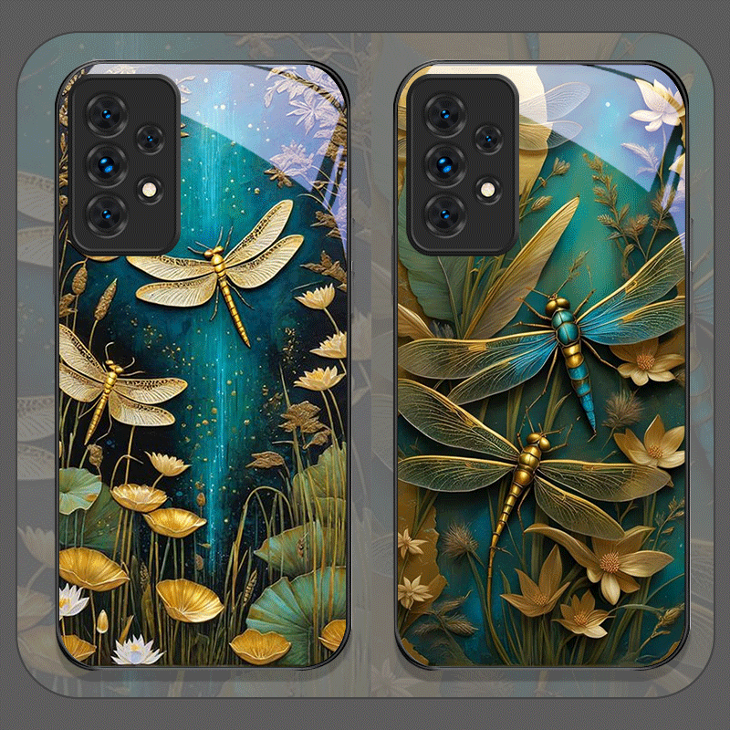 Flower Golden Dragonfly Temper - Phone Cases Samsung A14 ulasan dan harga