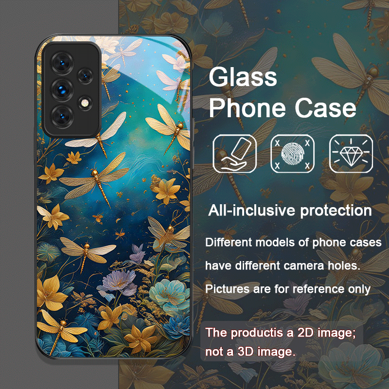Flower Golden Dragonfly Temper - Phone Cases Samsung A14 ulasan dan harga