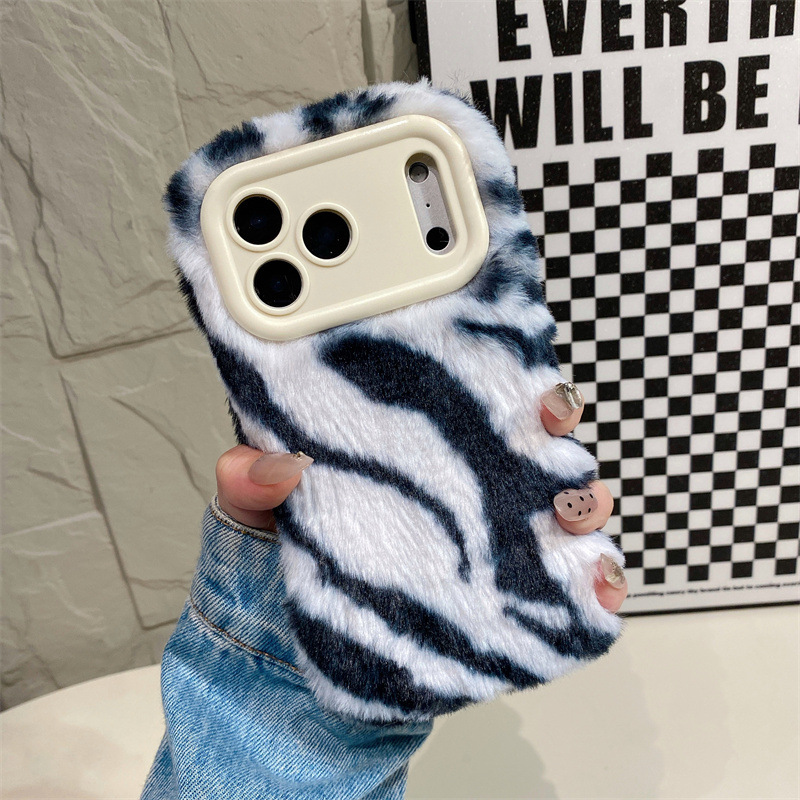 Luxury Zebra Pattern Fluffy Pl - Phone Cases Iphone ulasan dan harga
