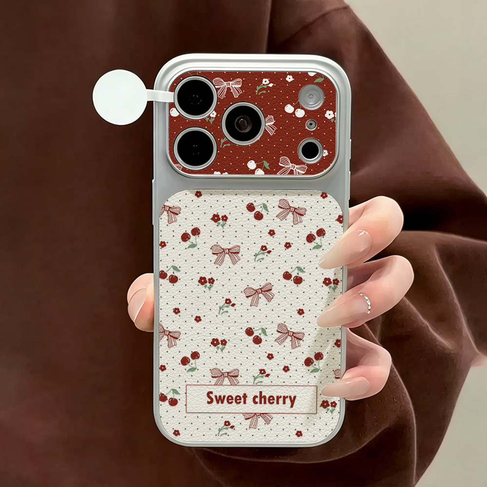 Sweet Cherry Bow Leather Phone - Phone Cases With Camera Cover ulasan dan harga