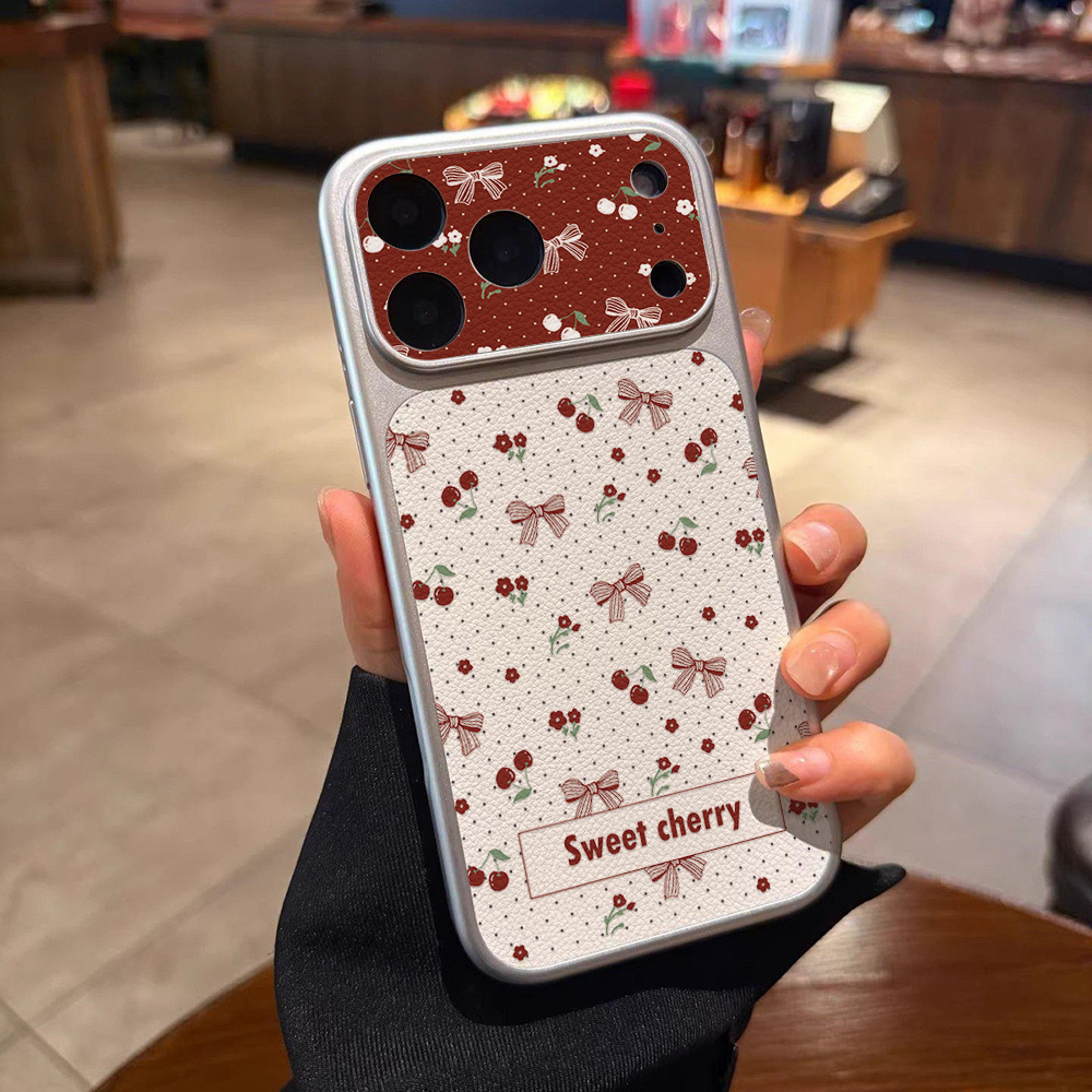 Sweet Cherry Bow Leather Phone - Phone Cases With Camera Cover ulasan dan harga