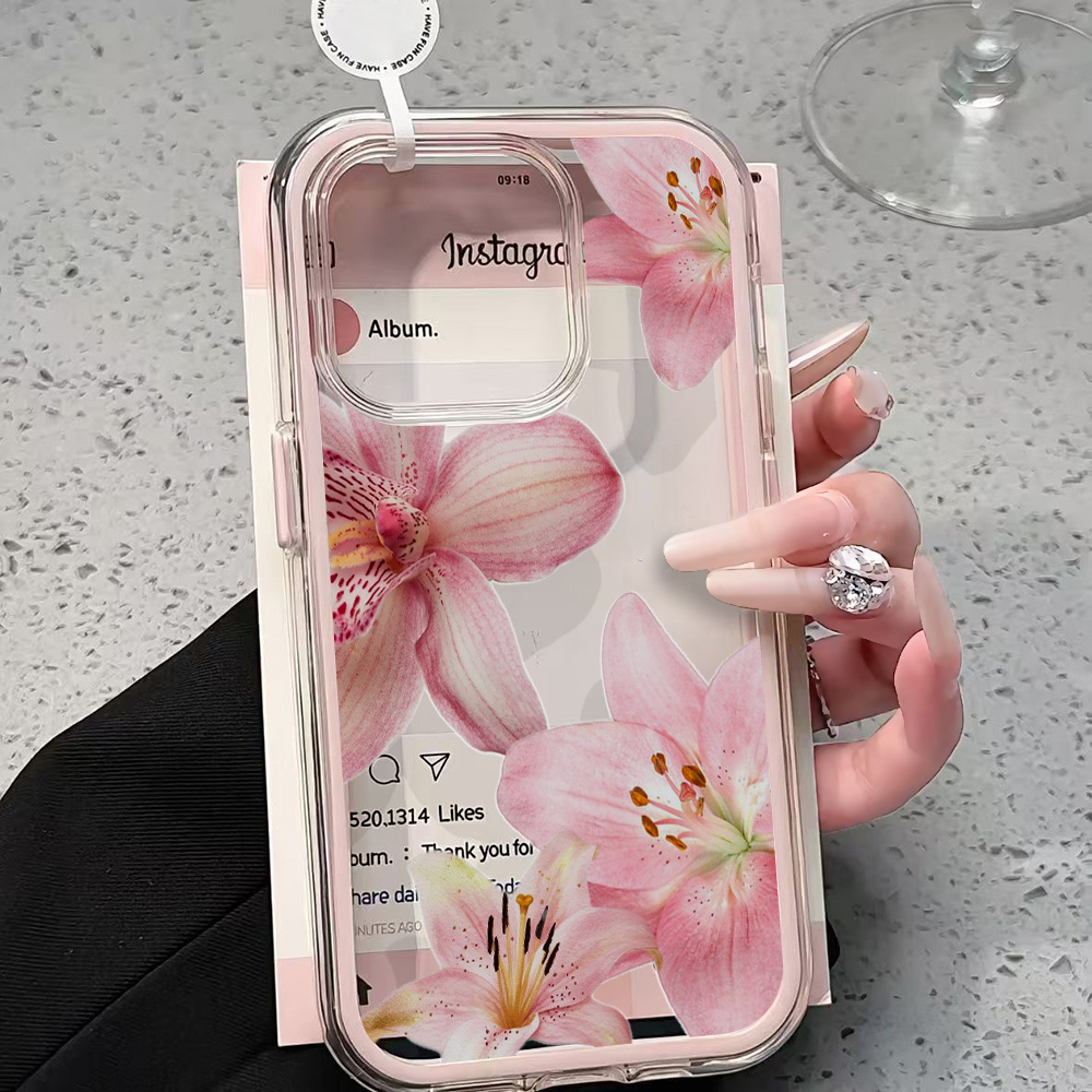 Pink Lily Flower Clear Phone C - Phone Cases Transparent ulasan dan harga