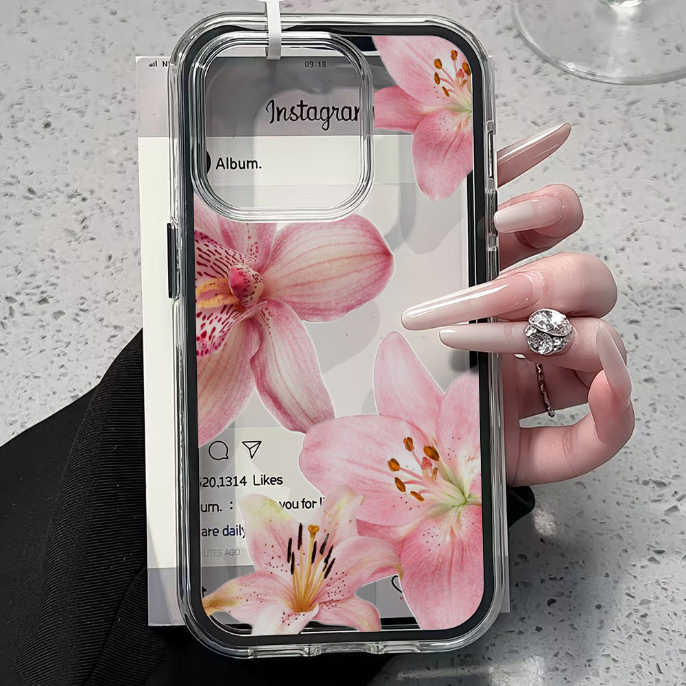 Pink Lily Flower Clear Phone C - Phone Cases Transparent ulasan dan harga