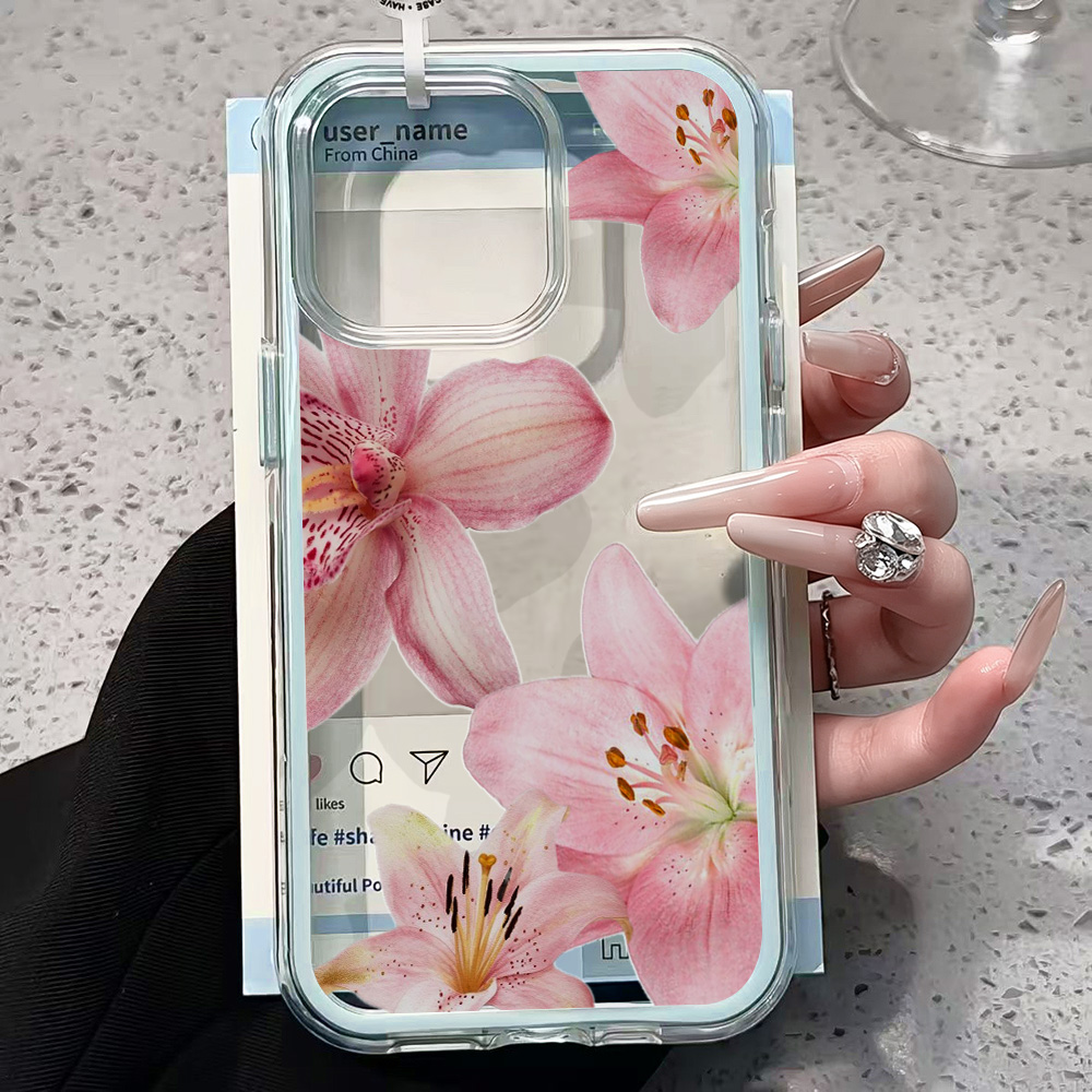 Pink Lily Flower Clear Phone C - Phone Cases Transparent ulasan dan harga