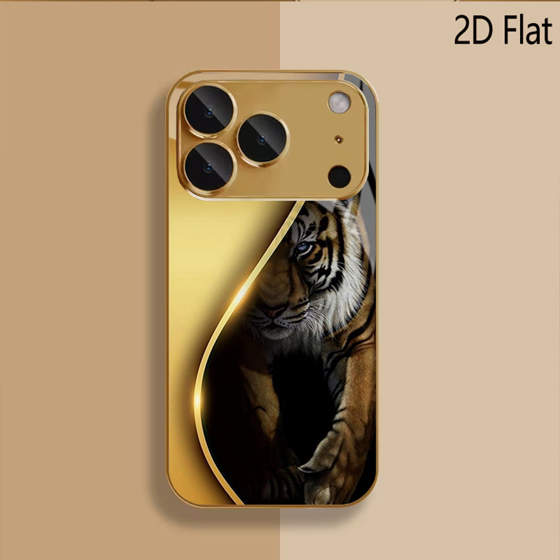 Golden Tiger Patterned tempere - Phone Cases With Camera Cover ulasan dan harga