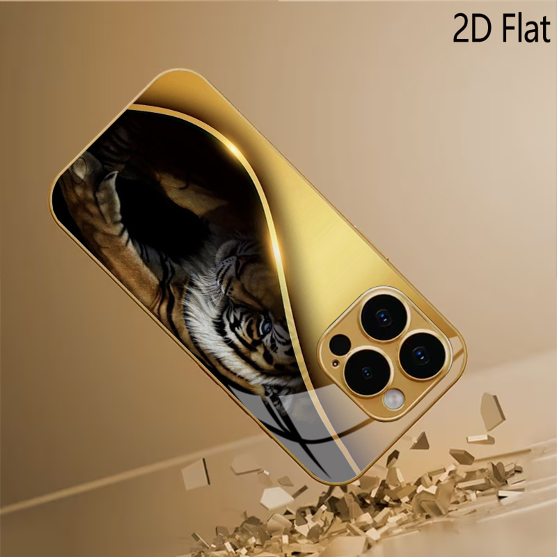 Golden Tiger Patterned tempere - Phone Cases With Camera Cover ulasan dan harga