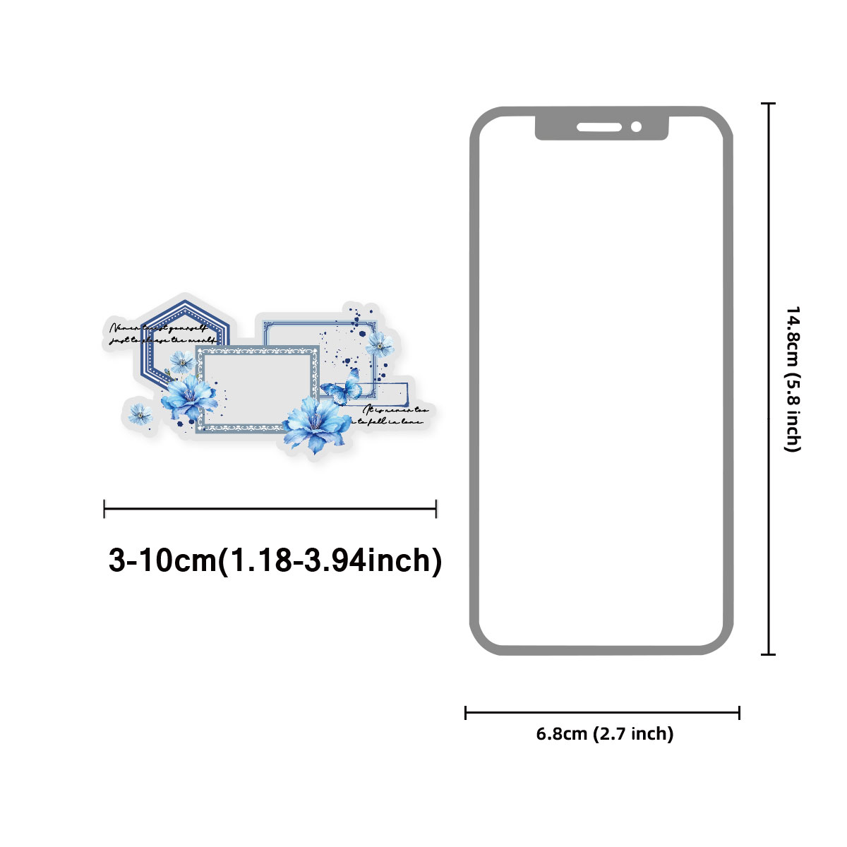 10pcs Blue Floral Girl Sticker - Phone Cases Kids ulasan dan harga