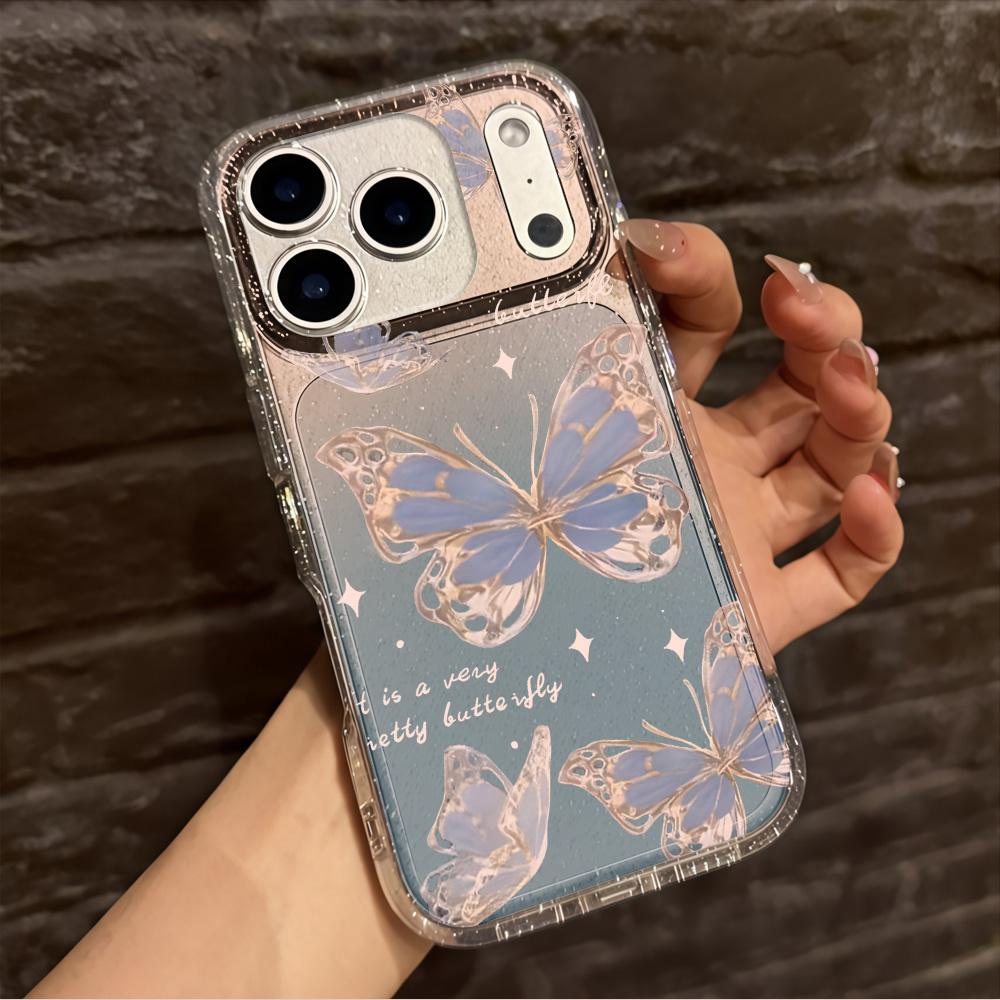 Luxury Blue Butterfly Clear Gl - Phone Cases Transparent ulasan dan harga