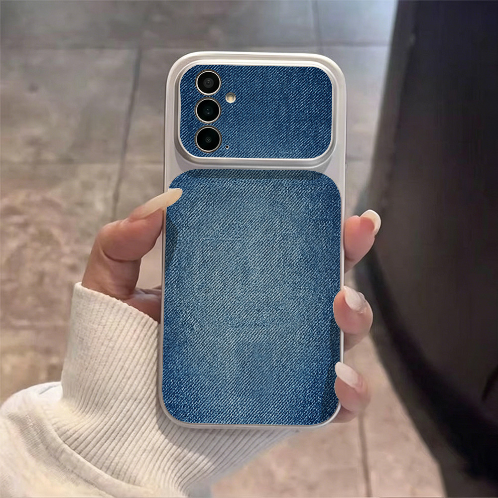 Retro Blue Denim PU Leather Ph - Phone Cases With Camera Cover ulasan dan harga
