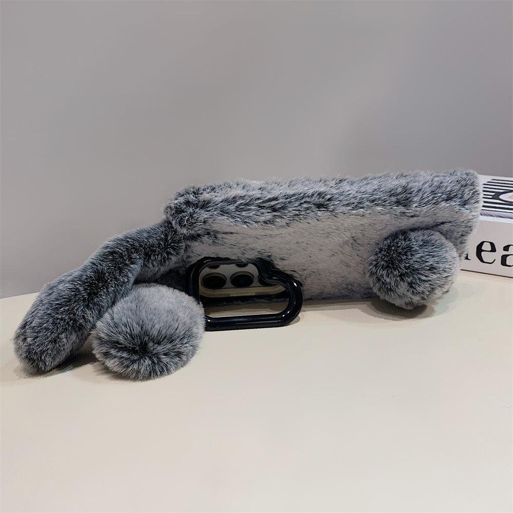 Cute Rabbit Ears Fluffy Stand  - Phone Cases With Camera Cover ulasan dan harga
